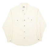 NORWISS Mens Cream Button Shirt S Cotton Blend Casual Long Sleeve