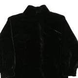Womens Black Faux Fur Button Jacket M Polyester Blend Plush Winter Outerwear