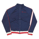 CHAMPION Womens Navy Blue Red White Track Jacket L Polyester Blend Zip
