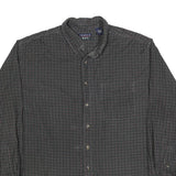 TRADER BAY Mens Grey Check Shirt L Cotton Button Down Long Sleeve Casual