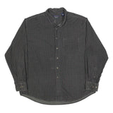 TRADER BAY Mens Grey Check Shirt L Cotton Button Down Long Sleeve Casual