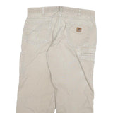 CARHARTT Mens Cotton Blend Beige Relaxed Straight Trousers W36 L27 Workwear Zip