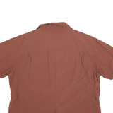 HTE Womens Brown Shirt L Button Down Casual Polyester Blend Short Sleeve