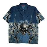 Skull Design Skull Mania Graphic Short Sleeve Shirt - XL Blue Cotton