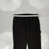 Dickies Double Knee Carpenter Trousers - 32W 30L Black Cotton