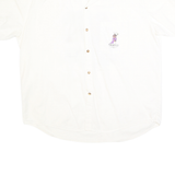 THE OFFICE Mens White XL Plain Cotton Blend Button Shirt Relaxed Fit Short Slee