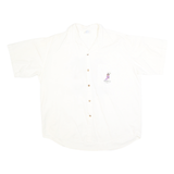 THE OFFICE Mens White XL Plain Cotton Blend Button Shirt Relaxed Fit Short Slee
