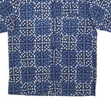Mens Blue White Pattern Cotton Blend Shirt M Casual Short Sleeve