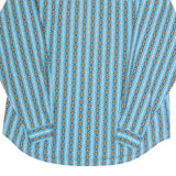 LYNNNY Womens Blue Printed Shirt Long Sleeve Button Neck M Cotton Blend