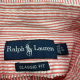 Ralph Lauren Striped Short Sleeve Shirt - Large Red Cotton