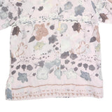 DE VILLE Womens Pink Printed Silk Shirt Short Sleeve Collar S Elegant Floral