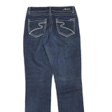 Womens Regular Fit Dark Blue Denim Zip Cotton Blend Jeans W30 L33 Classic Style