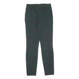 MASSIMO DUTTI Womens Cotton Blend Green Slim Straight Trousers W27 L30 Elegant