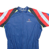 CEROTI Mens Blue & Red Graphic Cycling Jersey M Short Sleeve Zip Neck