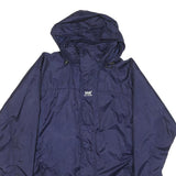 HELLY HANSEN Mens Blue Outdoor Jacket M Polyester Blend Zip Hooded Plain
