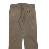 DICKIES Mens Cotton Blend Brown Relaxed Straight Trousers W35 L32 Workwear