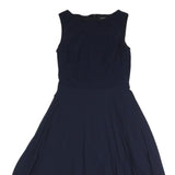 LAUREN RALPH LAUREN Womens Navy Fit & Flare Polyester Sleeveless Midi Dress S