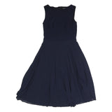 LAUREN RALPH LAUREN Womens Navy Fit & Flare Polyester Sleeveless Midi Dress S