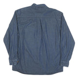 DICKIES Mens Blue Denim Shirt L Cotton Blend Casual Workwear Button Down Pocket