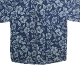 NOMADIC TRADERS Mens Blue Rayon Hawaiian Shirt L Floral Print Casual Summer
