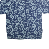 NOMADIC TRADERS Mens Blue Rayon Hawaiian Shirt L Floral Print Casual Summer