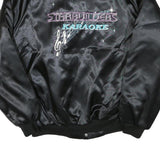 WESTARK Mens Black Satin Starbuilders Karaoke Button Jacket M Nylon Bomber Plain