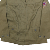 Womens Green Cotton Blend Classic Jacket M Plain Button Closure Patch