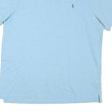 POLO RALPH LAUREN Mens Blue Cotton Blend Short Sleeve Plain L Polo Shirt Classic
