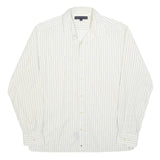 TOMMY HILFIGER Mens White & Black Pinstripe Shirt L Classic Long Sleeve Button