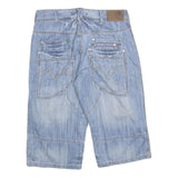 HTT Mens Denim Blue Casual Shorts M W32 Pocket Design Cotton Blend