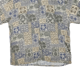 CAMPIA Mens Blue Beige Pattern Cotton Blend Shirt XL Short Sleeve Casual