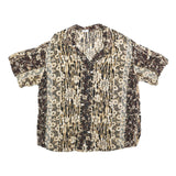 BASIC EDITIONS Womens Beige & Brown Printed Shirt Short Sleeve Collared XL