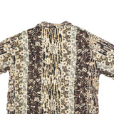 BASIC EDITIONS Womens Beige & Brown Printed Shirt Short Sleeve Collared XL