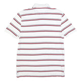 TOMMY HILFIGER Mens White Red & Navy Striped Short Sleeve Polo Shirt S Cotton