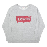 LEVI'S Womens Grey Sweatshirt Crew Neck 2XL Cotton Blend Logo Pullover