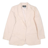 SAG HARBOR Womens Cream Wool Button Jacket M Plain Classic Blazer Outerwear
