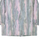 Womens Pastel Blue & Pink Abstract Button Jacket UK 20 Polyester Blend Relaxed