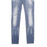 PHILIPP PLEIN Womens Blue Regular Skinny Denim Medium Wash W28 L34 Distressed
