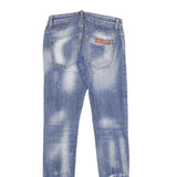 PHILIPP PLEIN Womens Blue Regular Skinny Denim Medium Wash W28 L34 Distressed