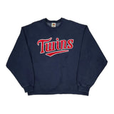 Twins Fruit Of The Loom Spellout Sweatshirt - XL Navy Cotton