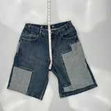 Patchwork Sean John Baggy Denim Shorts - 30W 12L Light Wash Cotton