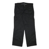 H&M Mens Black Regular Straight Fit Trousers W35 L31 Cotton Blend Zip Closure