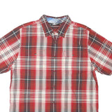 THE NORTH FACE Mens Red & Grey Plaid Shirt L Cotton Blend Buttoned Casual