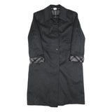 Womens Black Wool Blend Plain Button Jacket UK 16 Classic Fit Long Sleeve