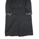 Womens Black Wool Blend Plain Button Jacket UK 16 Classic Fit Long Sleeve