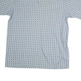 UNTIED Mens Blue Printed Short Sleeve Polo Shirt L Cotton Casual Summer