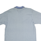 UNTIED Mens Blue Printed Short Sleeve Polo Shirt L Cotton Casual Summer