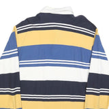NAUTICA Mens Blue & Yellow Long Sleeve Striped Polo Shirt L Cotton Blend Casual
