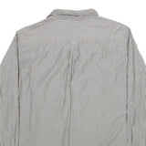 CHAPS Mens Grey & White Striped Shirt 2XL Button-Down Collar Cotton Long Sleeve