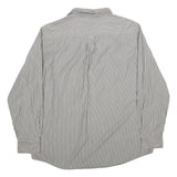 CHAPS Mens Grey & White Striped Shirt 2XL Button-Down Collar Cotton Long Sleeve